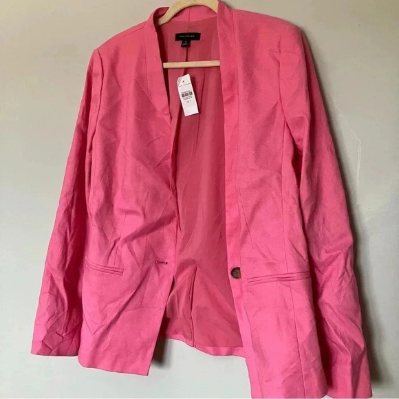 NWT  Ann Taylor linen blend pink Barbiecore blazer - Picture 4 of 6